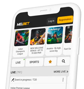 Interface of Melbet mobile application in Pakistan