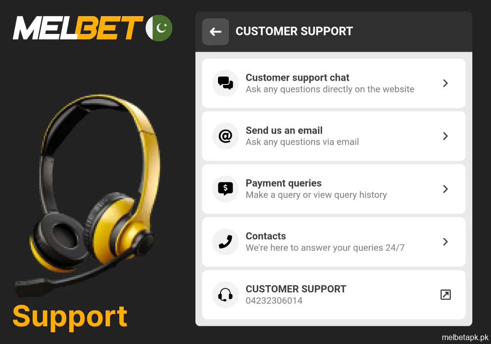Where to find help and support in the Melbet app