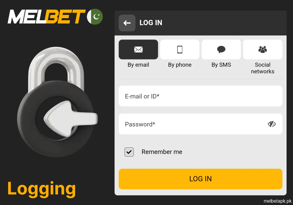Login instructions for the Melbet app