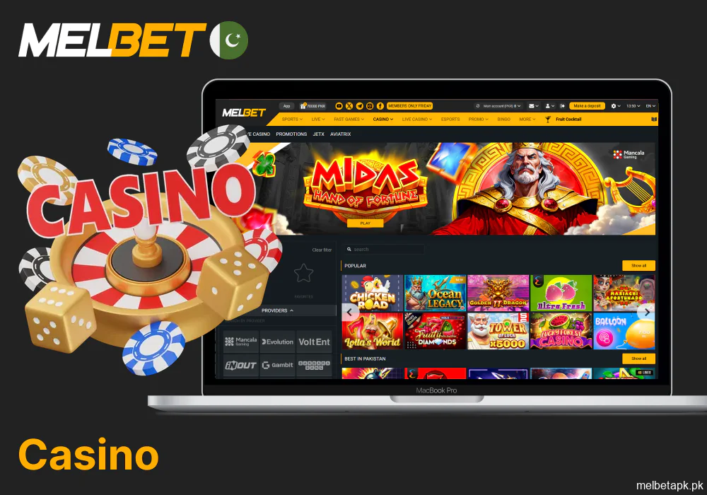 Overview of casino games and features on Melbet