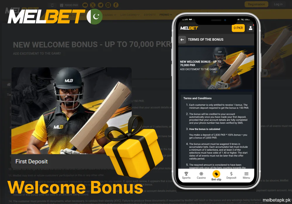 How to get the welcome bonus in Melbet app
